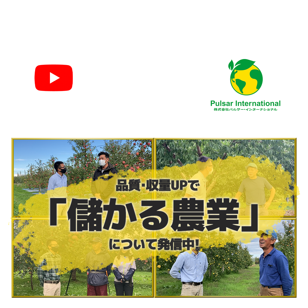 株式会社パルサー・インターナショナルはこの度Youtubeを始めました。主にオルガミンに関する生の声などをお届けします。Youtubeにて「パルサー農業チャンネル」で検索をお願いします。